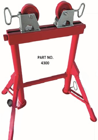 Adjustable 4-Leg Pipe Roller Stand with Steel Wheels (Pair)