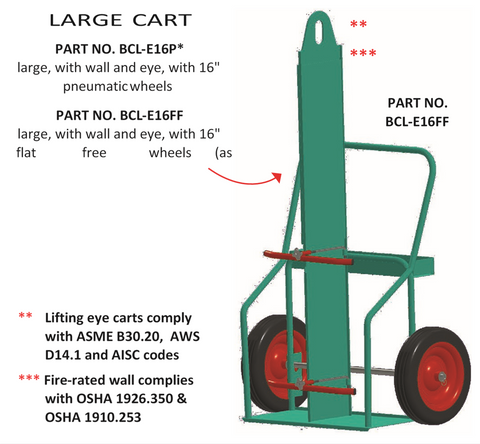 Gro&szlig;er Wagen (mit Wand und &Ouml;se, mit Stange, mit 16" pannensicheren R&auml;dern)